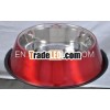 Antiskid metallic red colored dog bowl