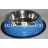 Antiskid blue colored dog bowl with ribs / dog bowl/ stainless steel dog bowl/ nontip dog bowl