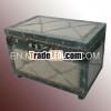 SJ-VS1700 Vintage turquoise storage trunk burlap decor
