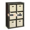 K/D Wooden Cube Organizer With Wicker Drawers