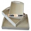 natural unfinished wooden tray for food and serving