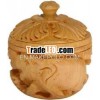 Hand Carved Wooden Small Box having Jungle Carving Art Wood Carving Gift Box