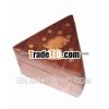 Wood triangle storage box,  wooden carved & brassinlay decorative box,  decorative storage box,