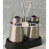 shining stainless steel coated glass cruet with metal rack