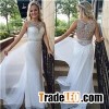 Glamorous Sleeveless Crystal White Prom Dress