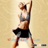 Wholesale 2 Pieces Black&White Stripe Halter Bikini SWS519
