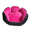 Zebra plush and red plush paw dog bed