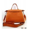Hermes Oxer Handle Messenger Bag Orange Litchi Veins Leather