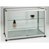 glass showcase with castors