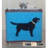 Dog Blue Needlepoint Flask
