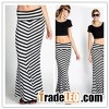 High Waisted Mermaid Chevron Striped Maxi Skirt