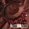 Fashion Mutilayer Pearls And Crystal Beads Earrings and Neck