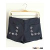 Dark Blue Double Pockets Diamante Short Pants