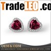 Fashion 925 sterling silver heart Shape Ruby Earrings