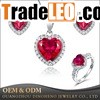 Fashion Heart Shape Ruby 925 Sterling Silver Jewelry set