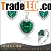 Heart Shape Nano Emerald 925 Sterling Silver Jewelry set