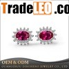 Fashion Jewelry Ruby Oval Shape 925 Sterling Silver Earrings