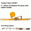 WDCS020501 2” 50mm 5T ratchet tie down with rubber handle