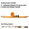 CS3501 2" polyester Ratchet Tie down with J hooks and rubber