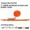 CS2702 1“ 3300lbs red Ratchet Tie down with Double J hooks
