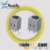 vertical dip female micro usb b type connector 4 pin plug