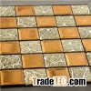 25x25mm Tea Color Crystal Glass Mosaic For Bathroom Kitchen