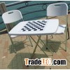International Chess Pattern Folding Table with Chairs