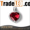 Fashion Jewelry 925 Silver Heart shape Ruby pendant Necklace
