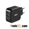 Factory OEM hot selling smart 2 usb port  travel charger global travel charger