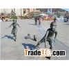 Life Size Bronze Playing Children Sculpture
