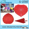 27'' Aluminum Shaft 16 Ribs Red Heart Shape Umbrella