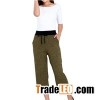 Autumn Winter Plush Trendy Female Trousers Loose Casual Women's Belt Lace Up Office Lady Wide L