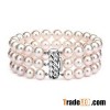6.0-10.0 mm Triple-Strand White Pearl Bracelet