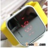 LED silicone watch with mirror face and alloy case