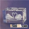 3D Laser Swans Crystal Block Gifts