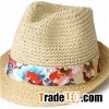 Beige Fedora Paper Straw Hat