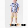 Boys' short sleeve leaf print shirt