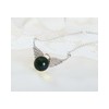 S925 Sterling Silver Platinum Plated Blue Amber Pendant
