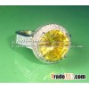 brass ring set in cubic zirconia stone