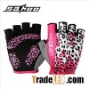 SAHOO Bicycle Gloves Half Finger pink leopard women Gloves 41915