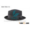 Pure black men's wool felt pork pie hat