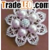 silver flower pearl brooches