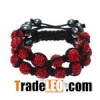 Fashion Crystal Double Rows Bracelet 10mm Red