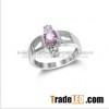 925 silver coral ring with cz stone