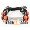 Fashion Crystal Double Rows Bracelet 10mm Orange