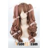 Lolita Cocoa Brown+Pink Highlight Culy Ponytail Cosplay Wigs