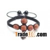 Cross Beaded Woven Cuff Bracelet With Crystal Beads 10mm