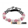 Crystal Beads Bracelet White Pink 10mm