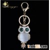 big owl keyrings of czech diamond & cat eye