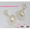 Wholesales Freshwater Pearl button shape pearl earring